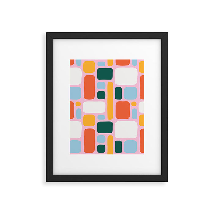 Colorful abstract geometric shape pattern Framed Art Print Gallery Image 1
