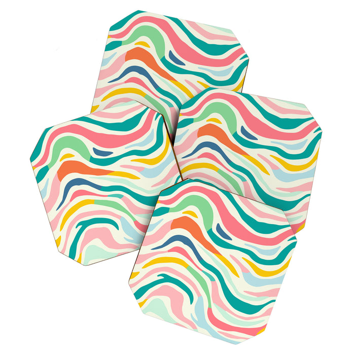 Colorful abstract line stripe art pattern Coaster Gallery Image 1