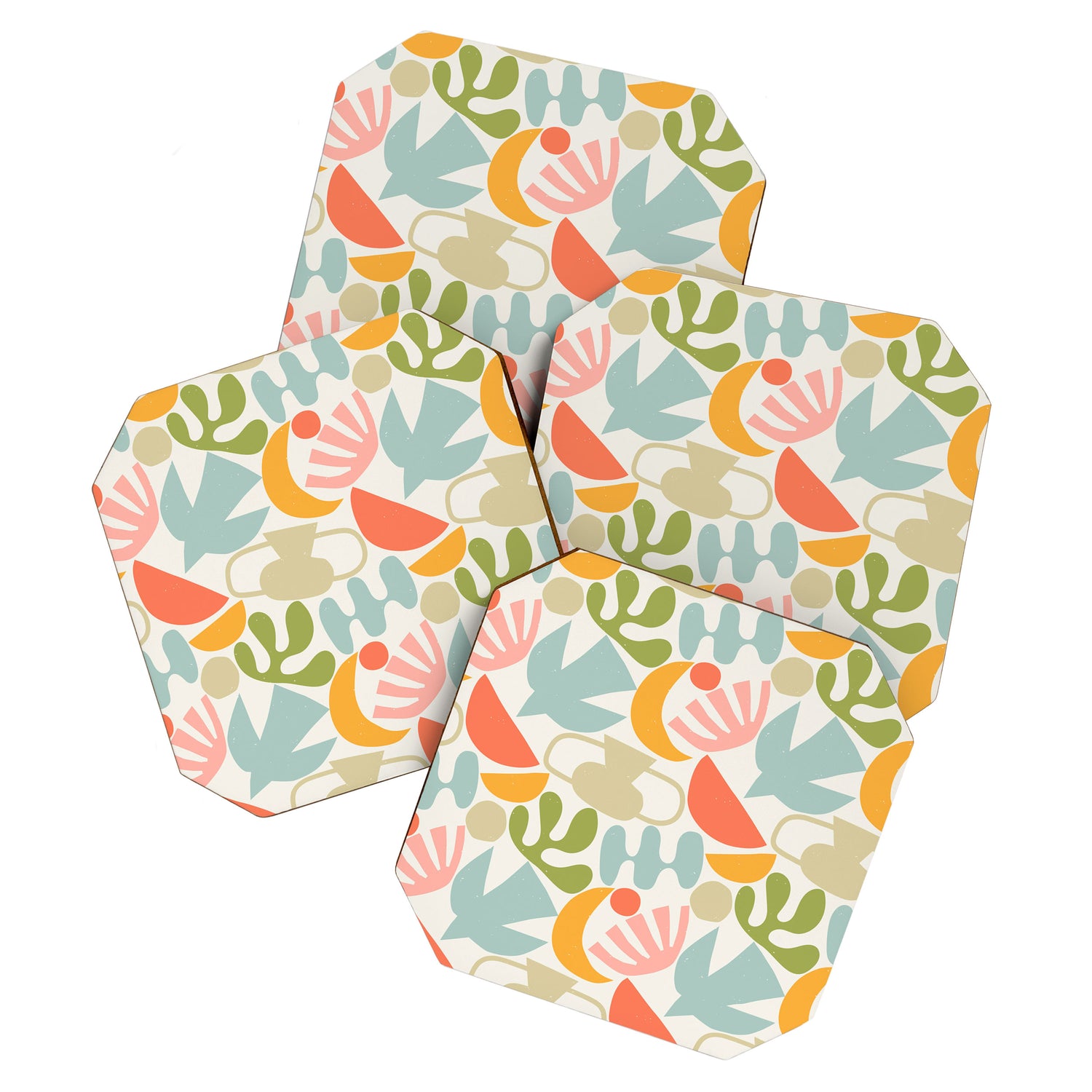 Colorful abstract nature organic shape pattern  Coaster Gallery Image 1
