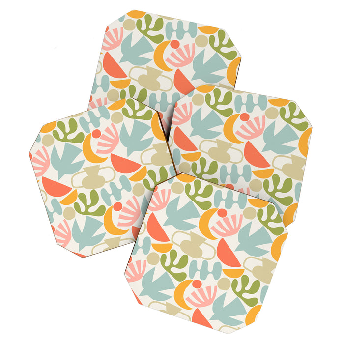 Colorful abstract nature organic shape pattern  Coaster Gallery Image 1