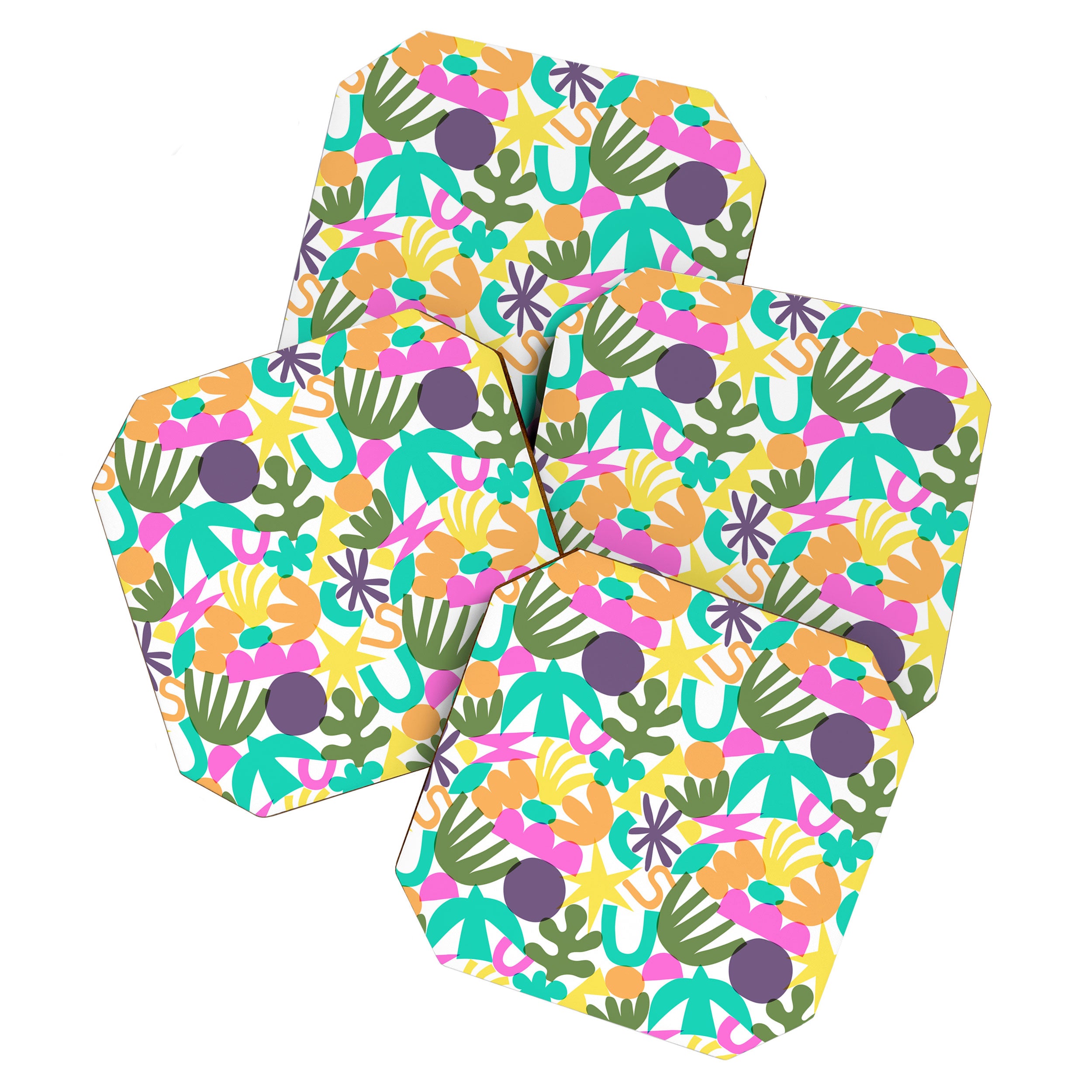 Colorful abstract organic nature shape art pattern Coaster Gallery Image 1