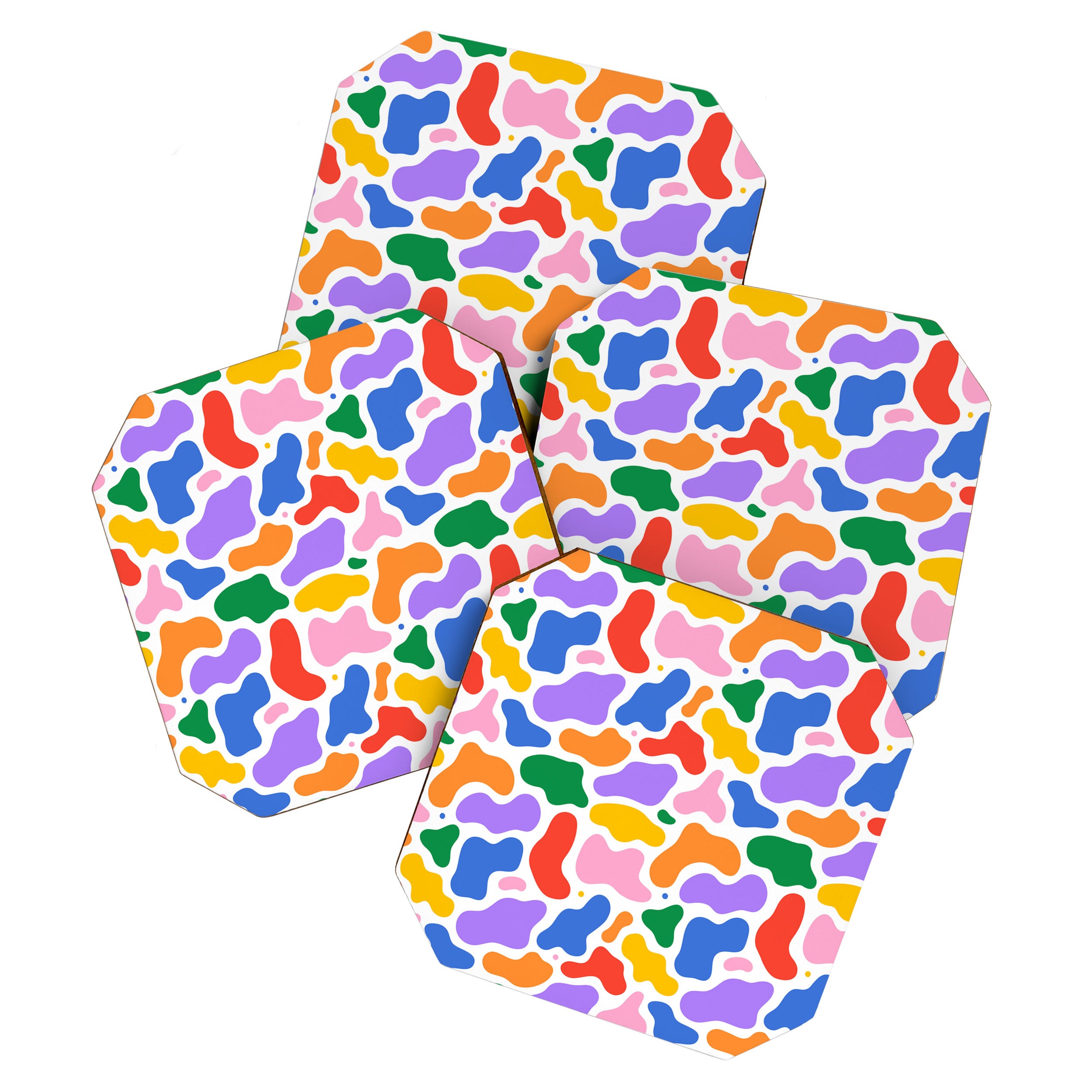 Colorful abstract organic shape art pattern Coaster Gallery Image 1