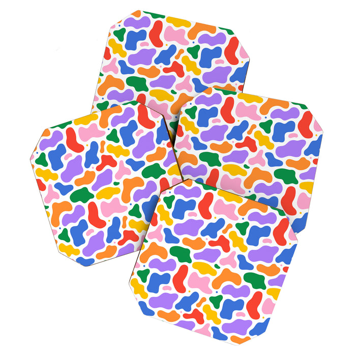 Colorful abstract organic shape art pattern Coaster Gallery Image 1