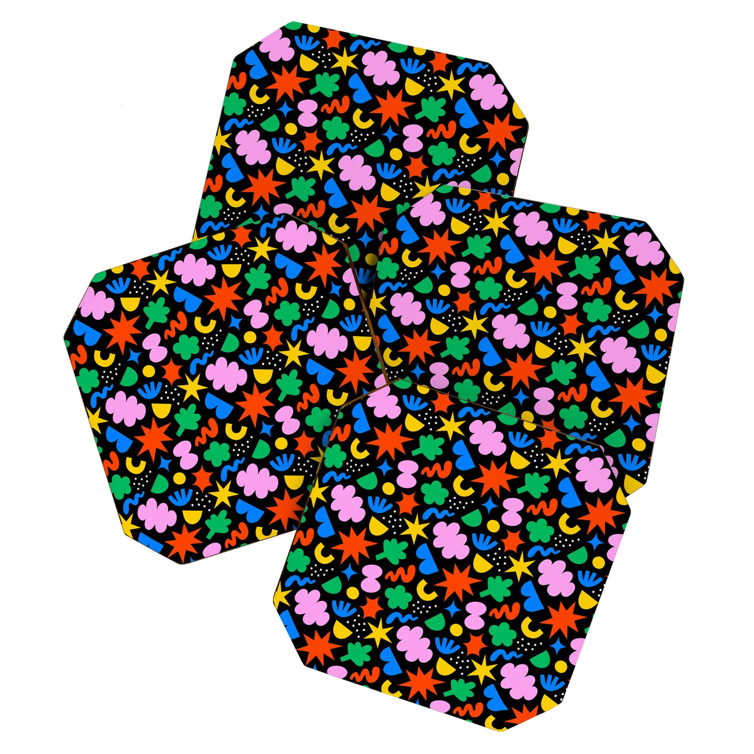Colorful abstract organic shape art pattern Coaster Gallery Image 1