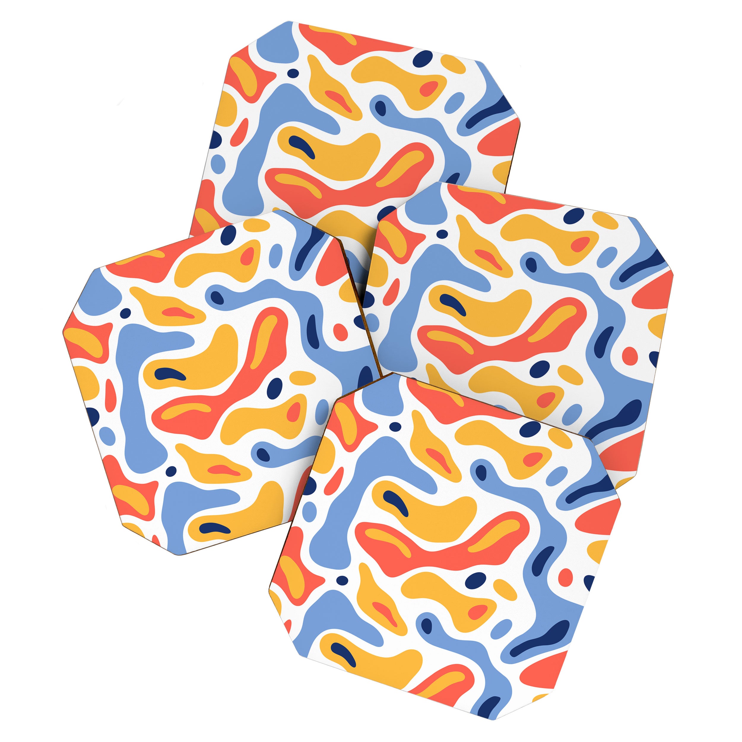Colorful abstract organic shape art pattern Coaster Gallery Image 1