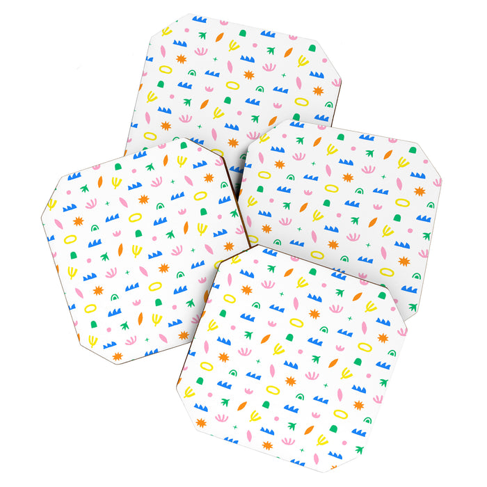 Colorful abstract organic shape art pattern Coaster Gallery Image 1
