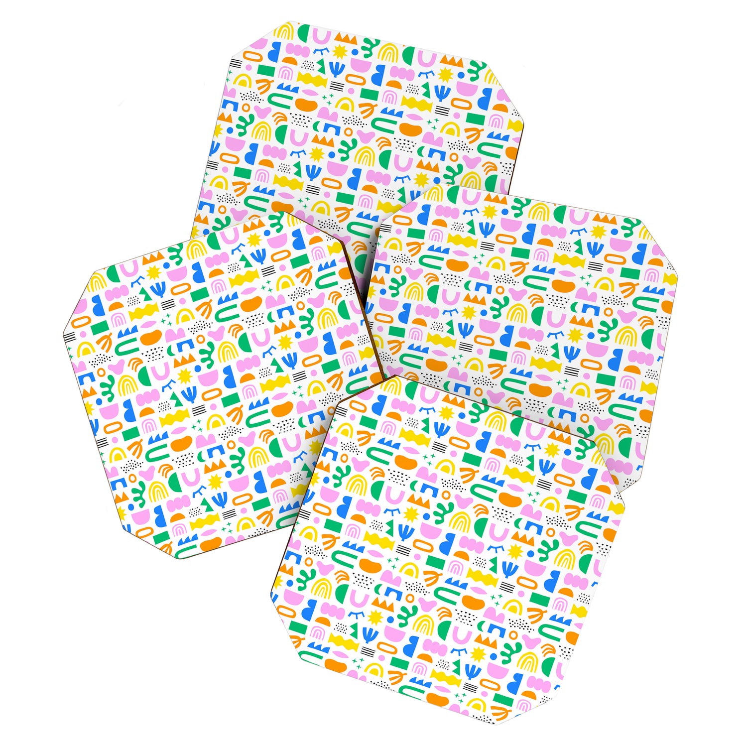 Colorful abstract organic shape art pattern Coaster Gallery Image 1