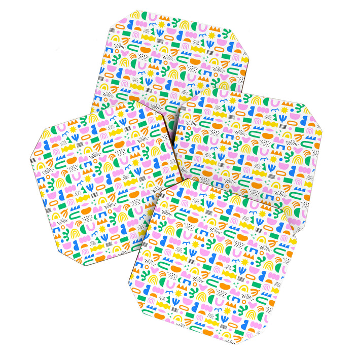 Colorful abstract organic shape art pattern Coaster Gallery Image 1