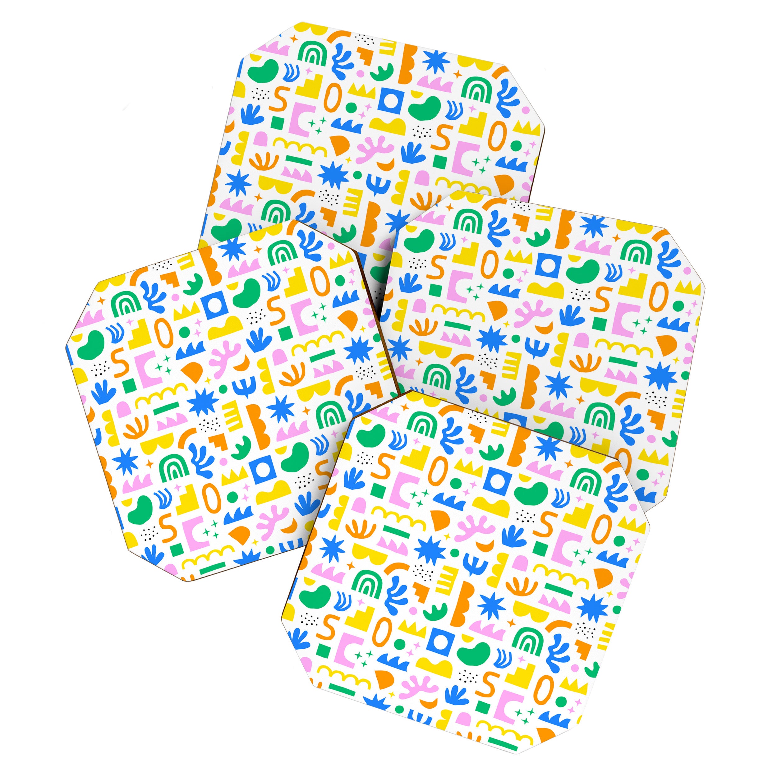 Colorful abstract organic shape art pattern Coaster Gallery Image 1