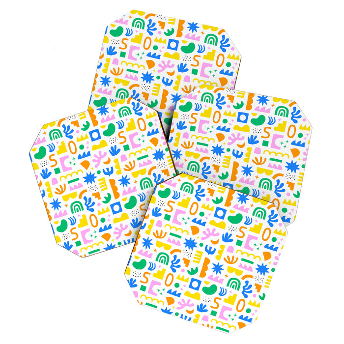 Colorful abstract organic shape art pattern Coaster Gallery Image 1