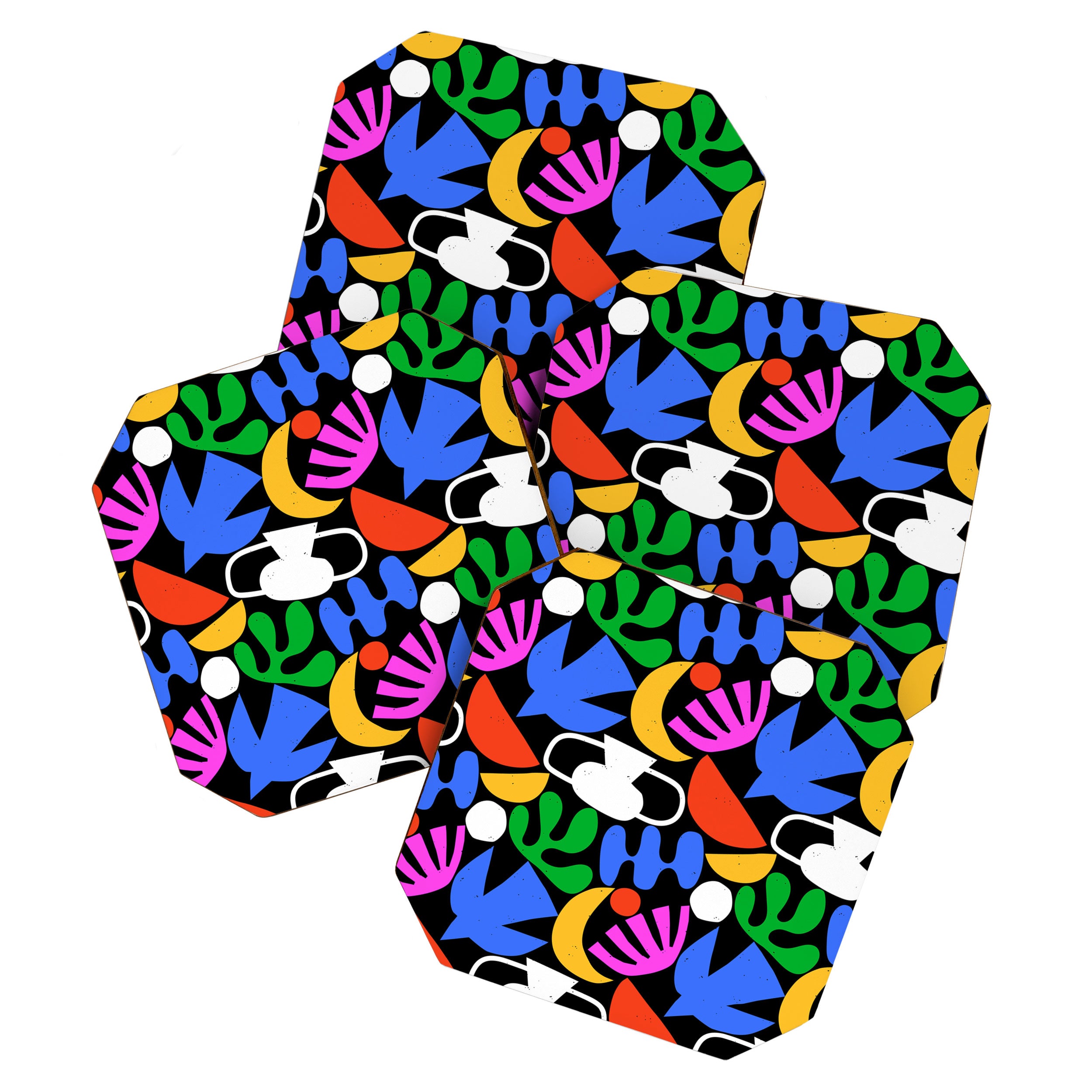 Colorful abstract organic shape art pattern  Coaster Gallery Image 1