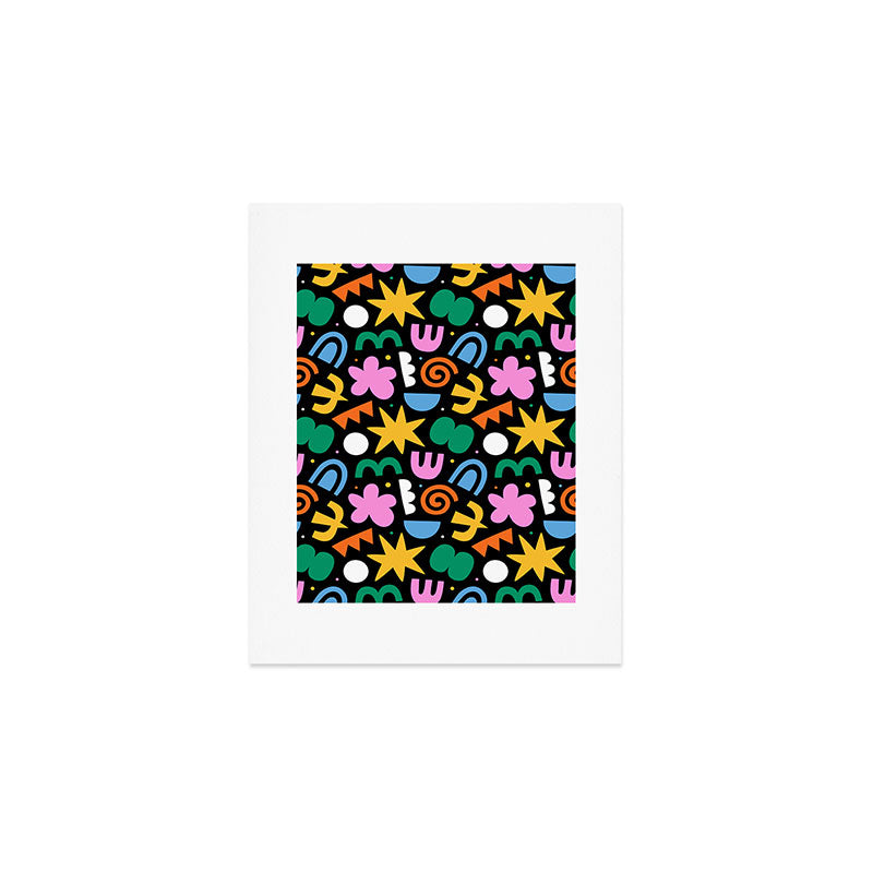 Colorful abstract organic shape doodle pattern Art Print Gallery Image 1