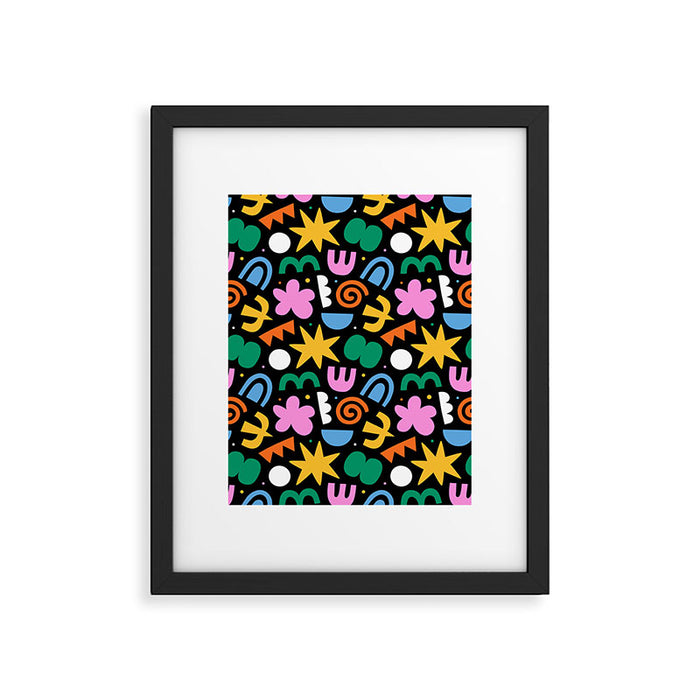 Colorful abstract organic shape doodle pattern Framed Art Print Gallery Image 1