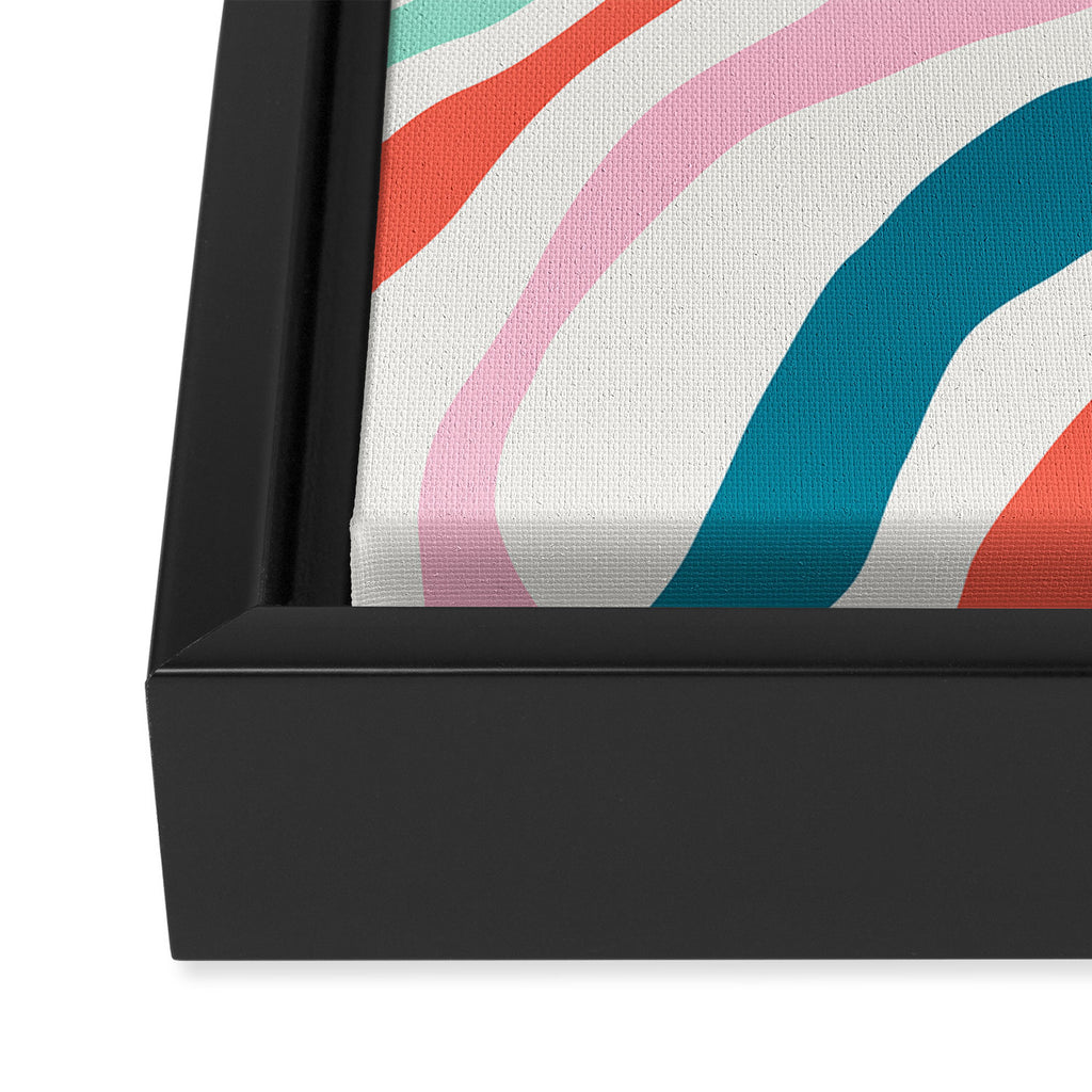 Colorful abstract stripe line art pattern Framed Canvas Print Gallery Image 3