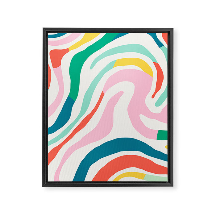 Colorful abstract stripe line art pattern Framed Canvas Print Gallery Image 1