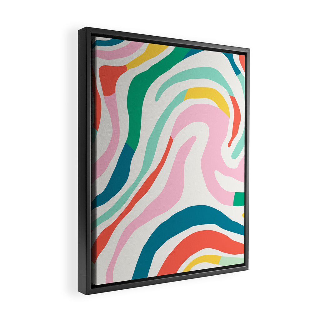 Colorful abstract stripe line art pattern Framed Canvas Print Gallery Image 2