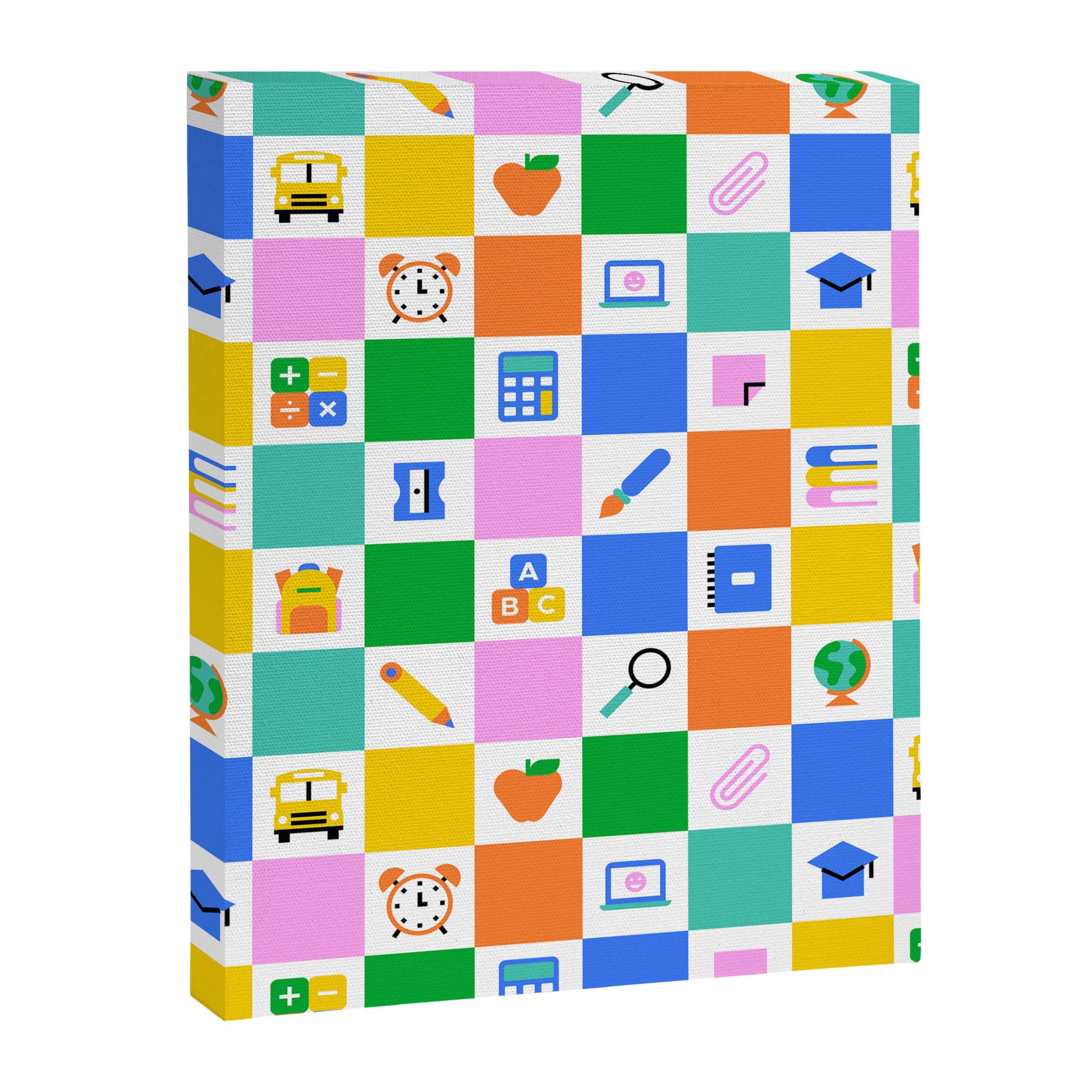 Colorful back to school checkered art pattern Canvas Print Gallery Image 8