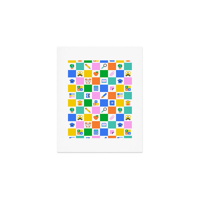 Colorful back to school checkered art pattern Art Print Gallery Image 1