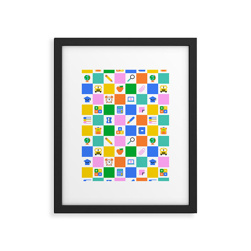 Colorful back to school checkered art pattern Framed Art Print Gallery Image 6