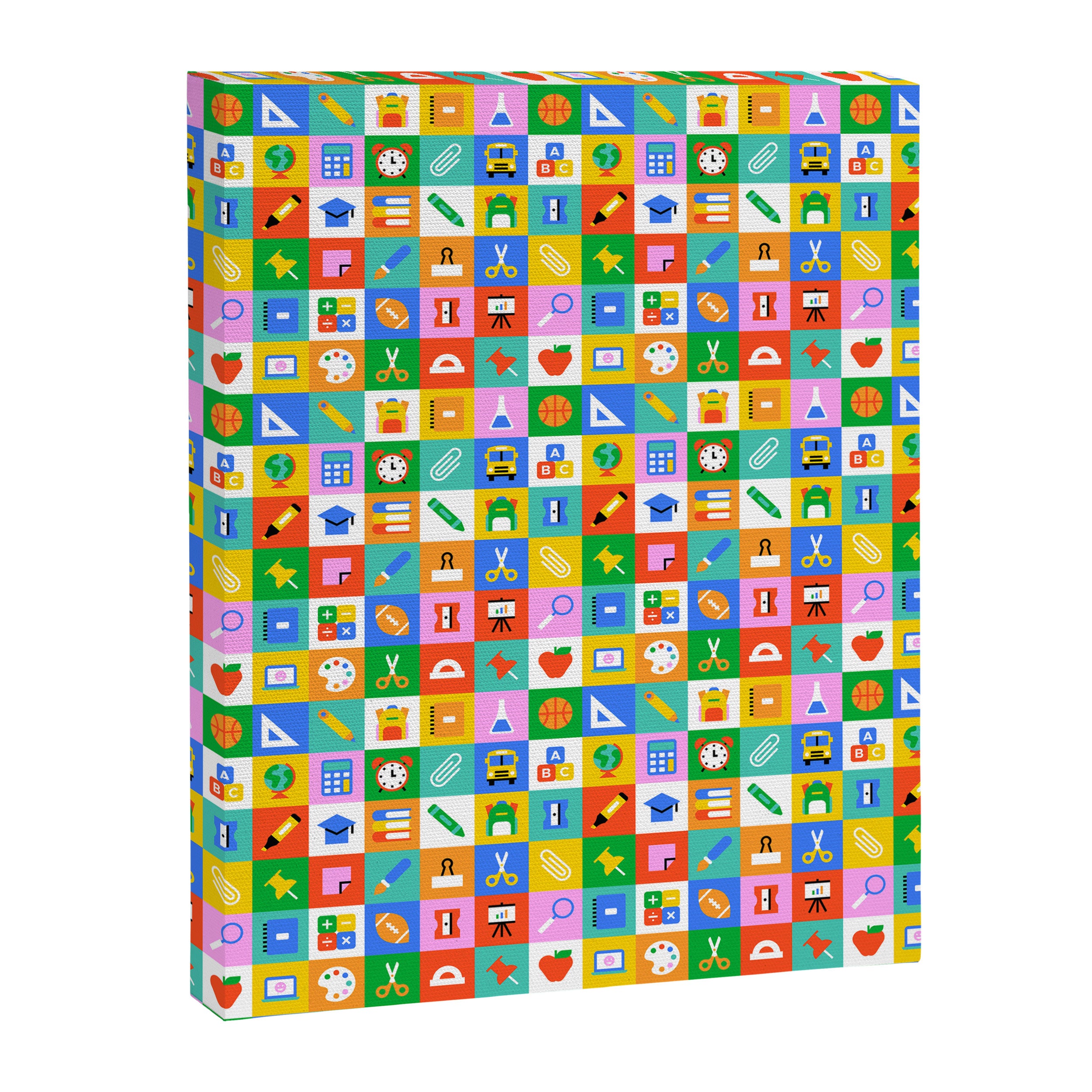 Colorful back to school geometric mosaic pattern Canvas Print Gallery Image 8