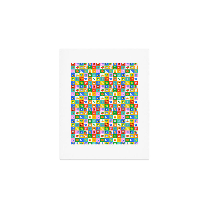 Colorful back to school geometric mosaic pattern Art Print Gallery Image 1
