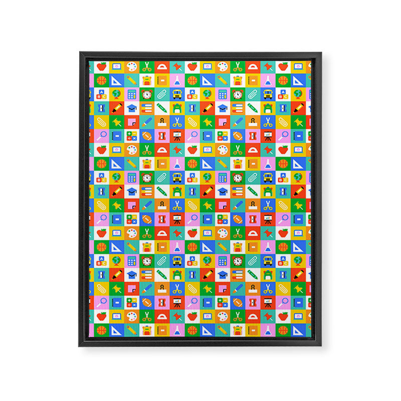 Colorful back to school geometric mosaic pattern Framed Canvas Print Gallery Image 8