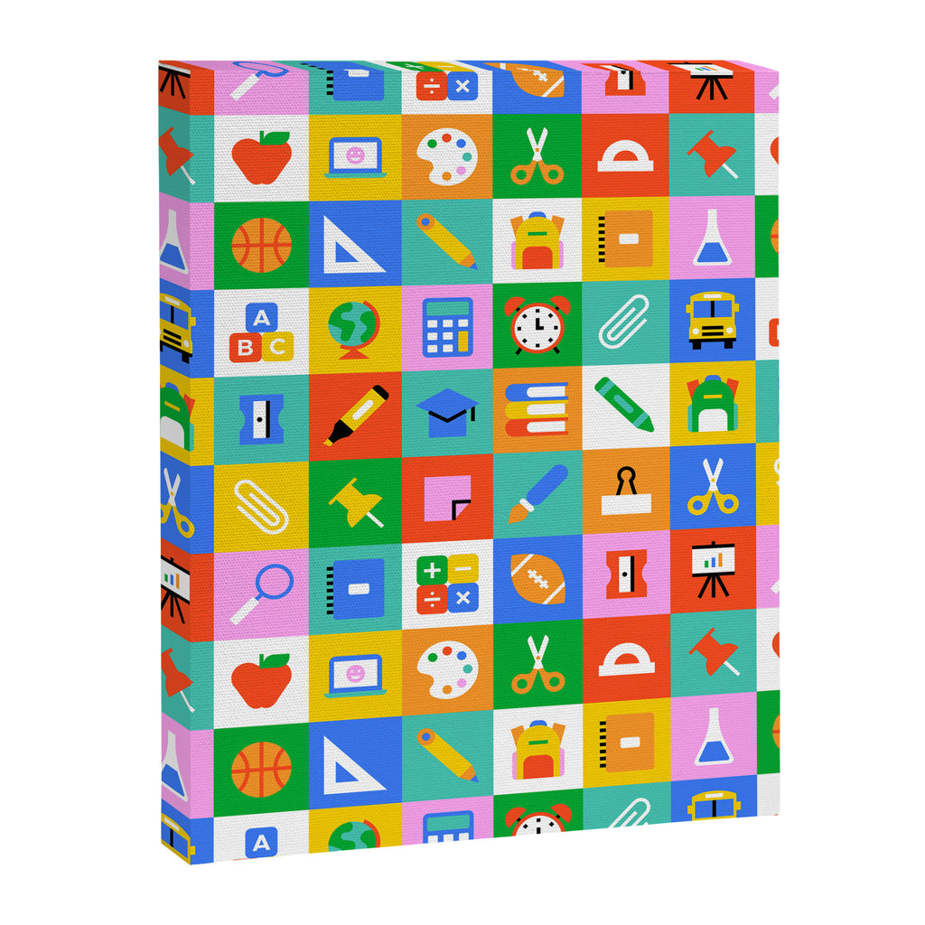 Colorful back to school geometric mosaic pattern Canvas Print Gallery Image 8
