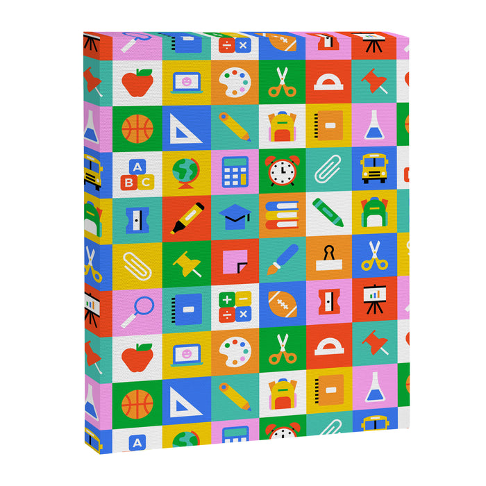 Colorful back to school geometric mosaic pattern Canvas Print Gallery Image 1