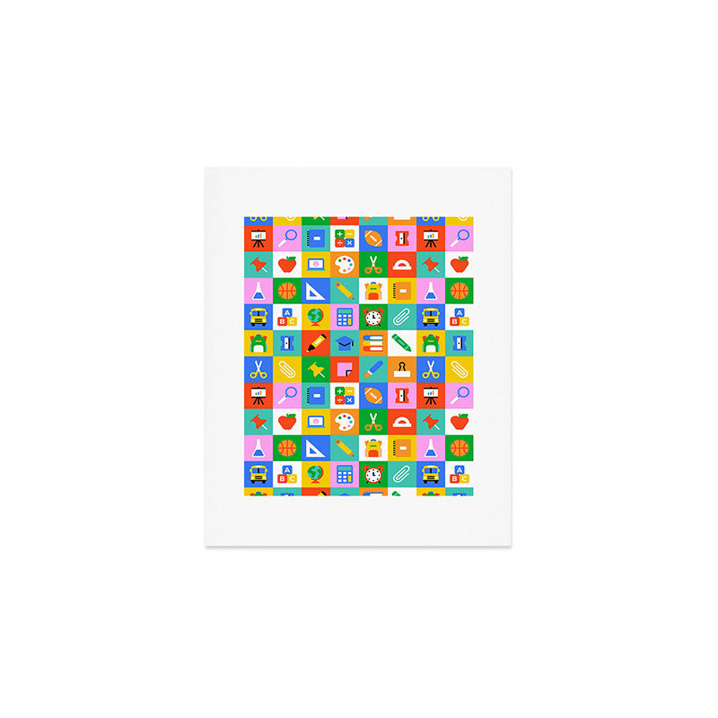 Colorful back to school geometric mosaic pattern Art Print Gallery Image 1