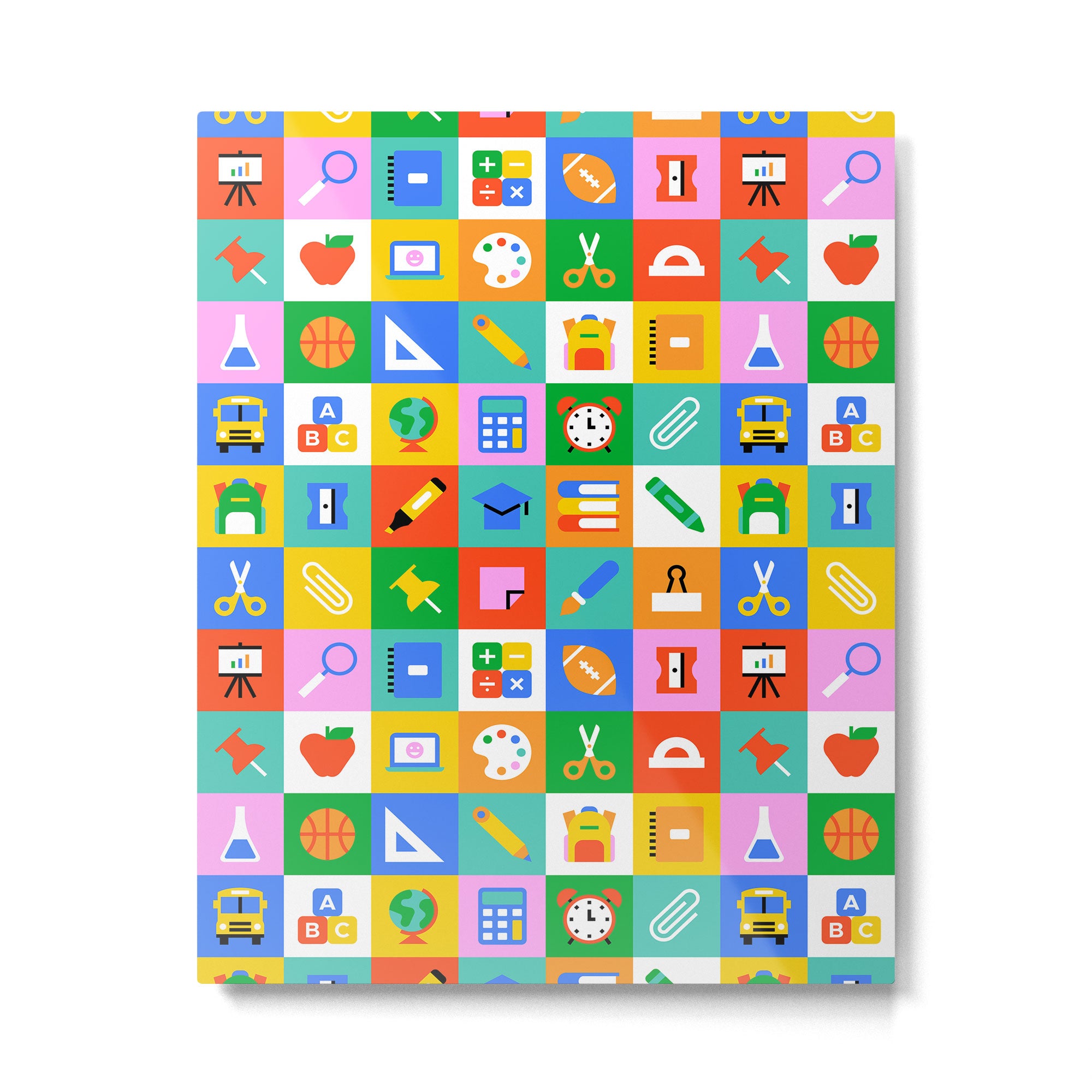 Colorful back to school geometric mosaic pattern Metal Print Gallery Image 6