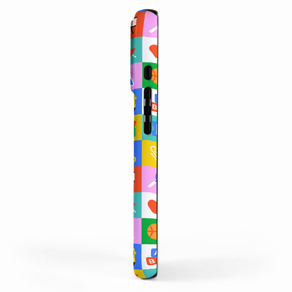 Colorful back to school geometric mosaic pattern iPhone Case Gallery Image 2