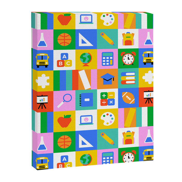 Colorful back to school geometric mosaic pattern Canvas Print Gallery Image 1
