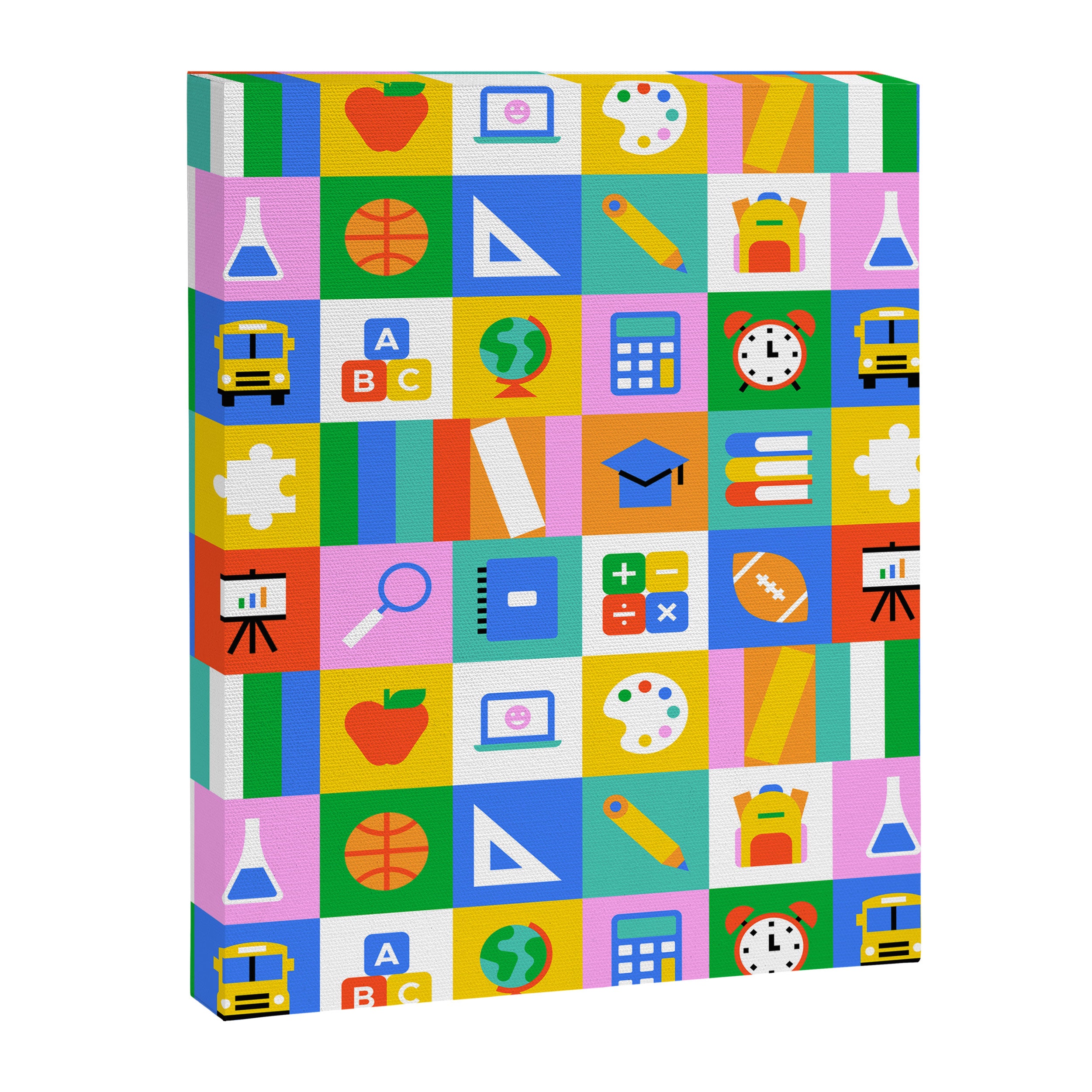 Colorful back to school geometric mosaic pattern Canvas Print Gallery Image 8