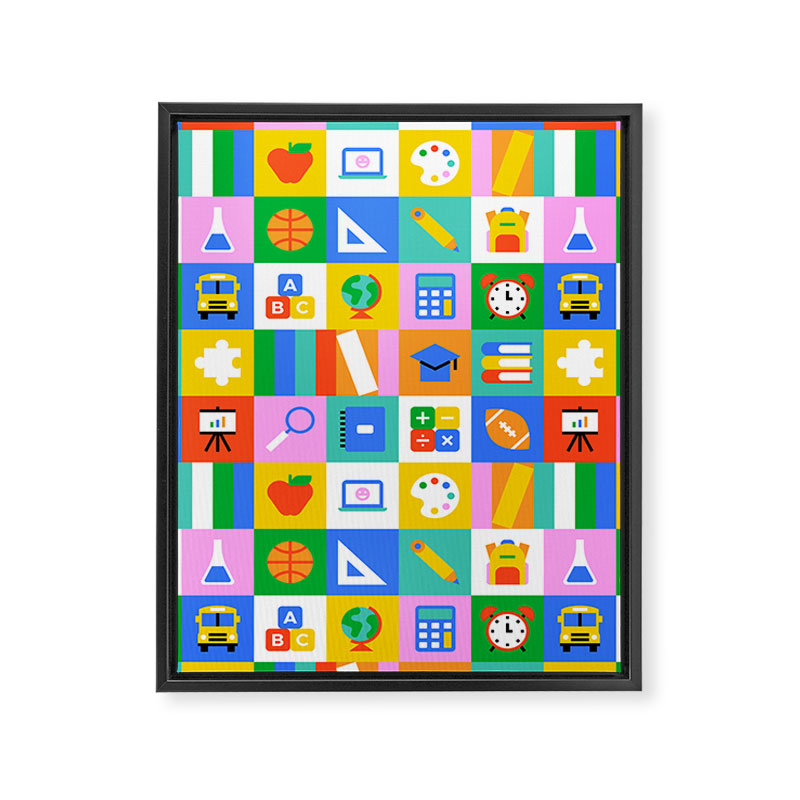 Colorful back to school geometric mosaic pattern Framed Canvas Print Gallery Image 8