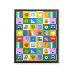 Colorful back to school geometric mosaic pattern Framed Canvas Print Gallery Image 8