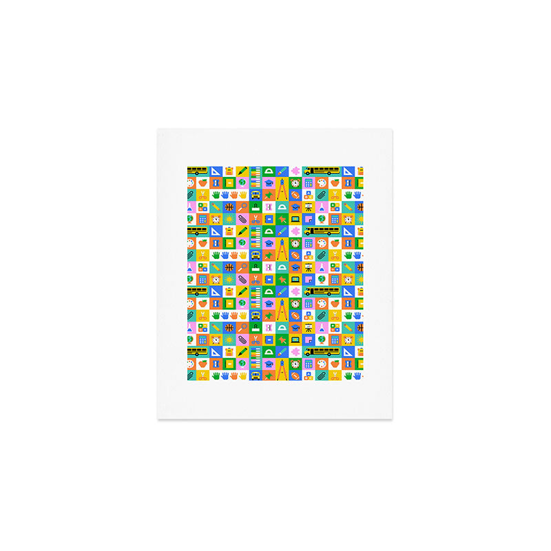 Colorful back to school mosaic pattern Art Print Gallery Image 1