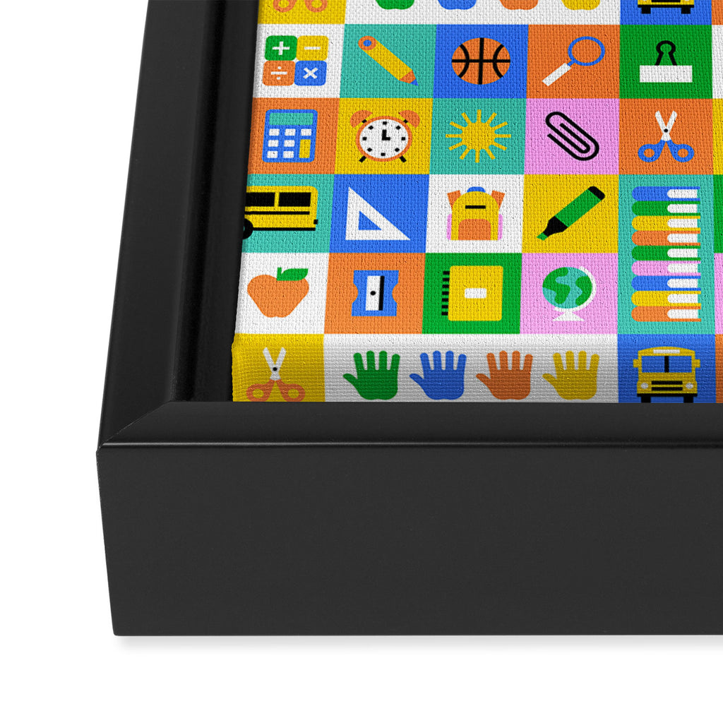 Colorful back to school mosaic pattern Framed Canvas Print Gallery Image 3