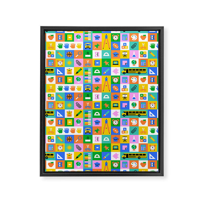 Colorful back to school mosaic pattern Framed Canvas Print Gallery Image 8