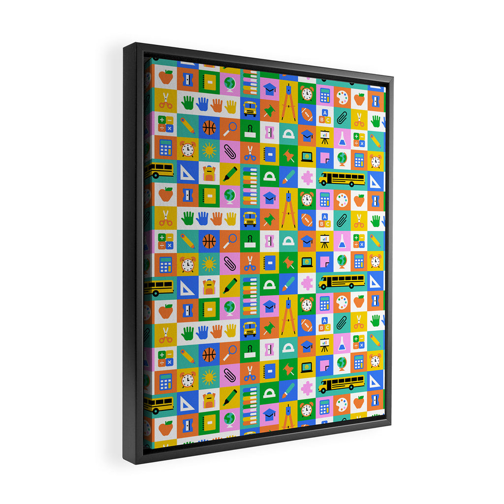 Colorful back to school mosaic pattern Framed Canvas Print Gallery Image 2