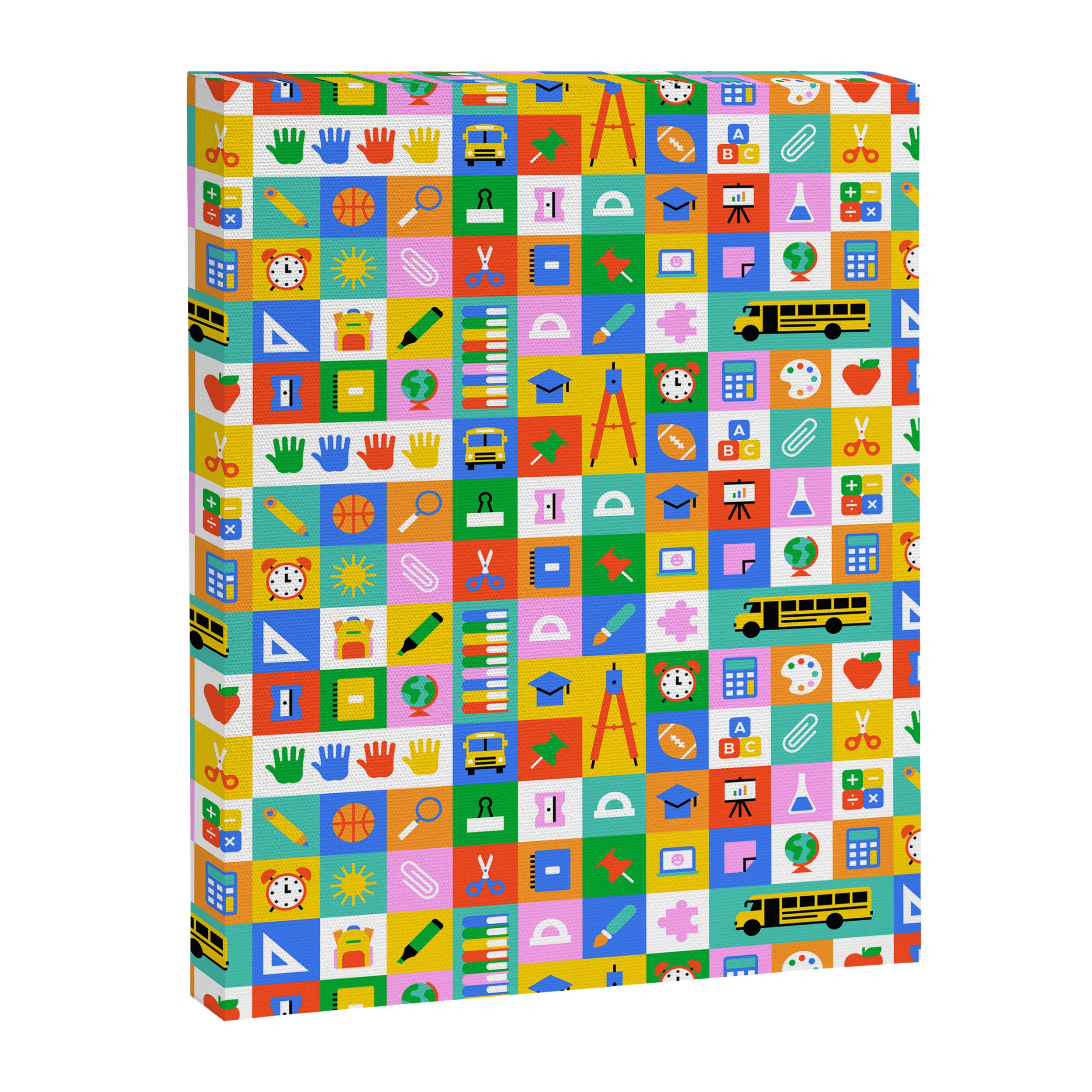 Colorful back to school mosaic pattern Canvas Print Gallery Image 8