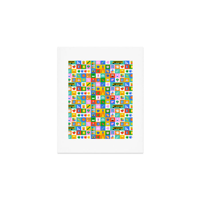 Colorful back to school mosaic pattern Art Print Gallery Image 1
