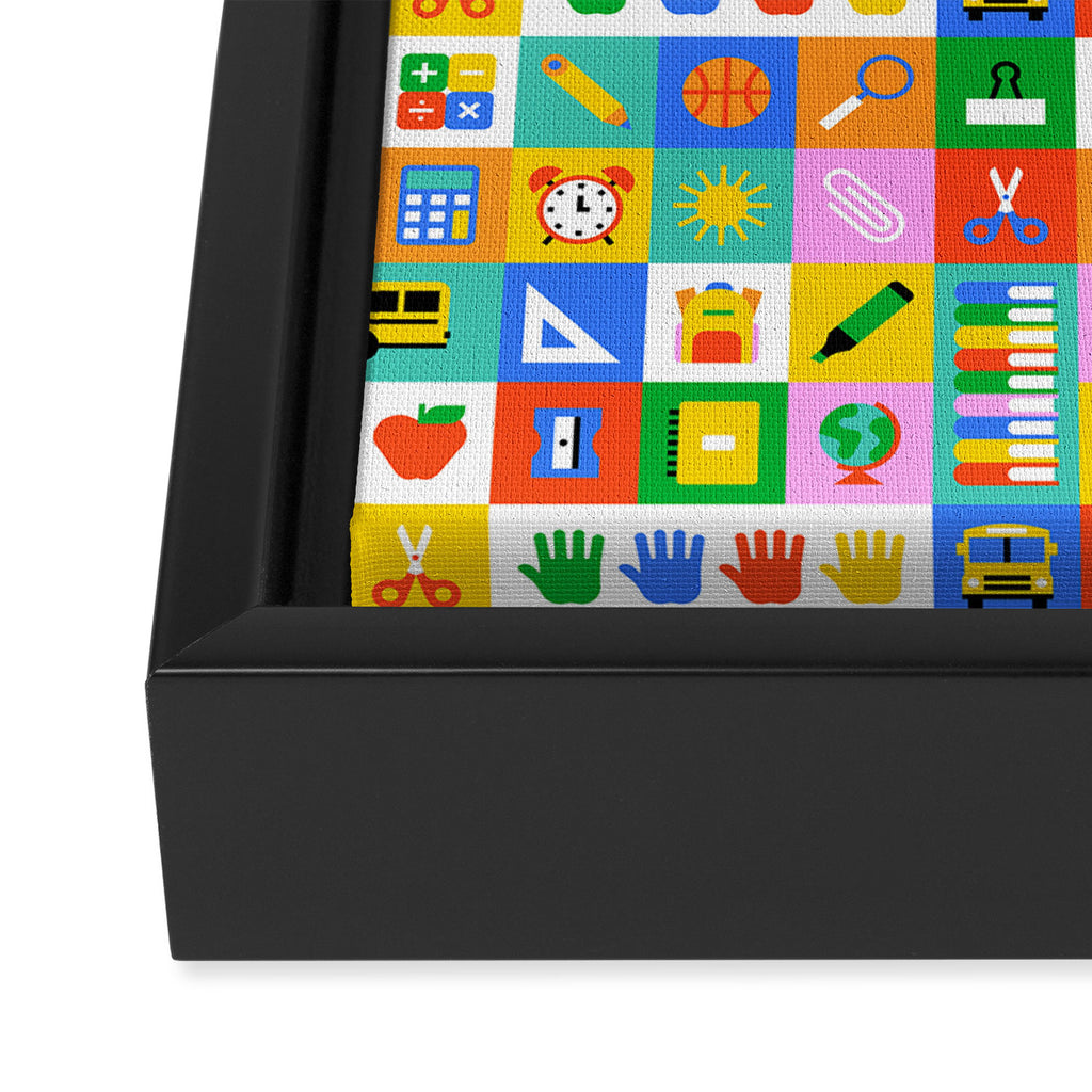Colorful back to school mosaic pattern Framed Canvas Print Gallery Image 3