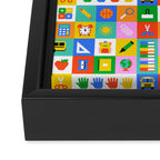 Colorful back to school mosaic pattern Framed Canvas Print Gallery Image 3