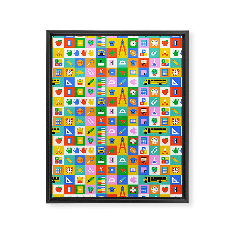 Colorful back to school mosaic pattern Framed Canvas Print Gallery Image 8