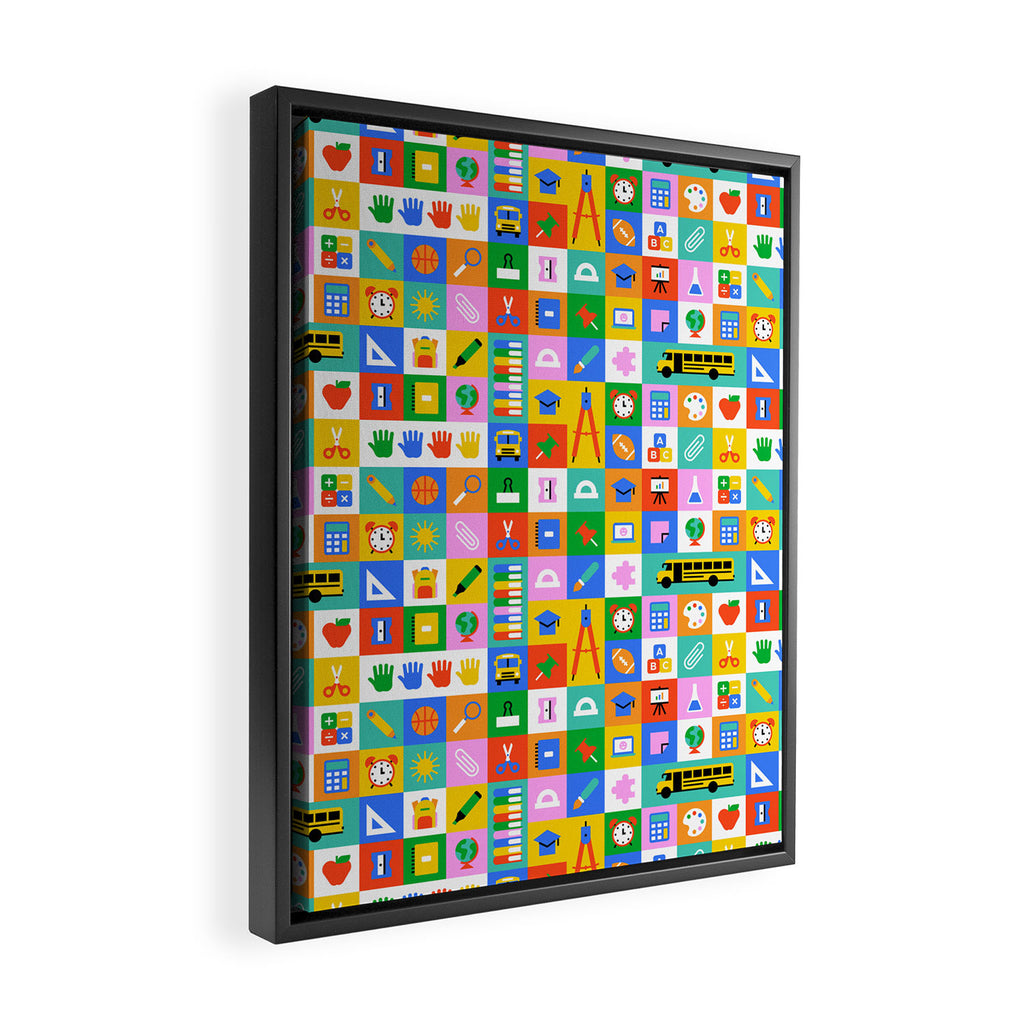Colorful back to school mosaic pattern Framed Canvas Print Gallery Image 2
