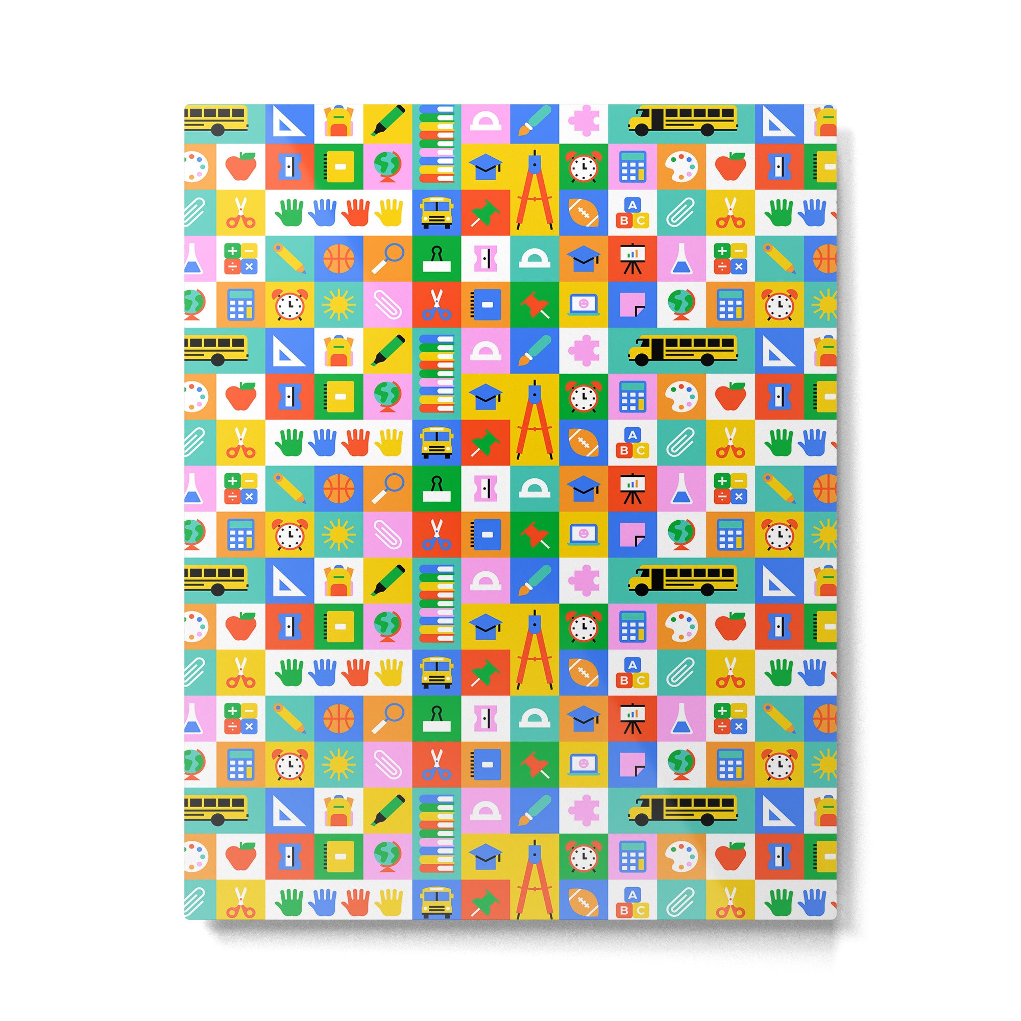 Colorful back to school mosaic pattern Metal Print Gallery Image 6