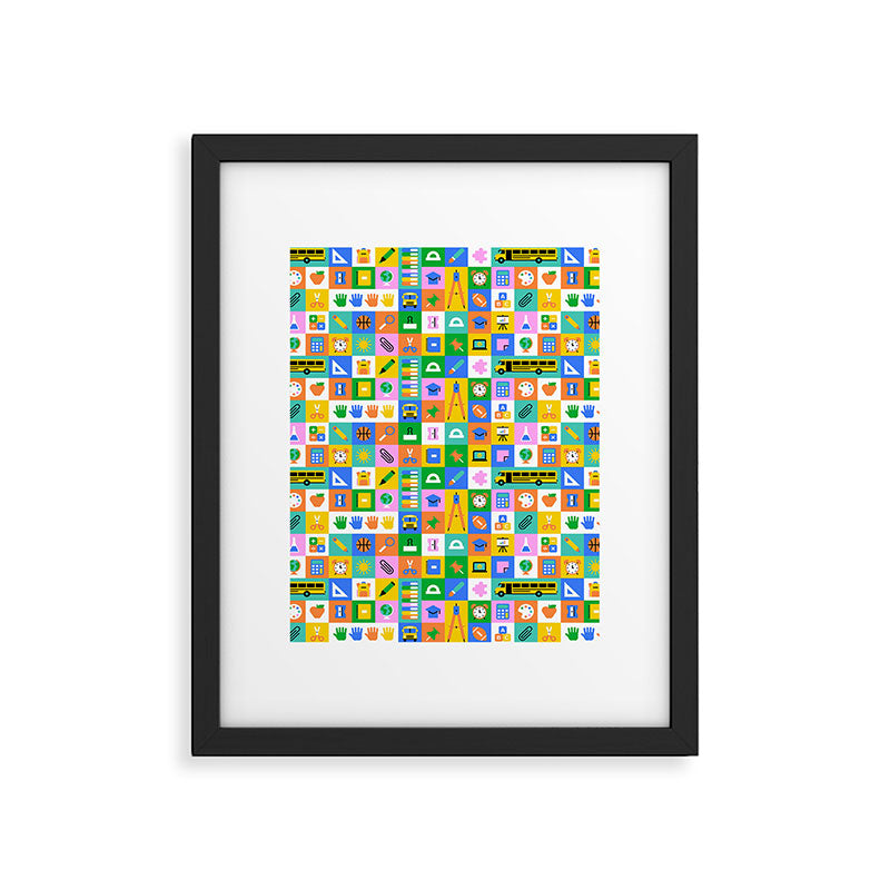 Colorful back to school mosaic pattern Framed Art Print Gallery Image 6