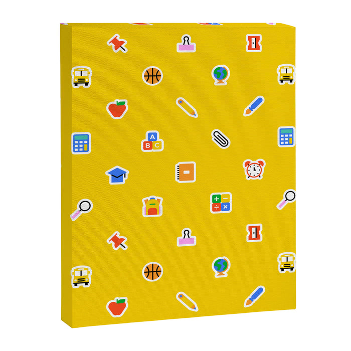 Colorful back to school sticker icon pattern Canvas Print Gallery Image 1
