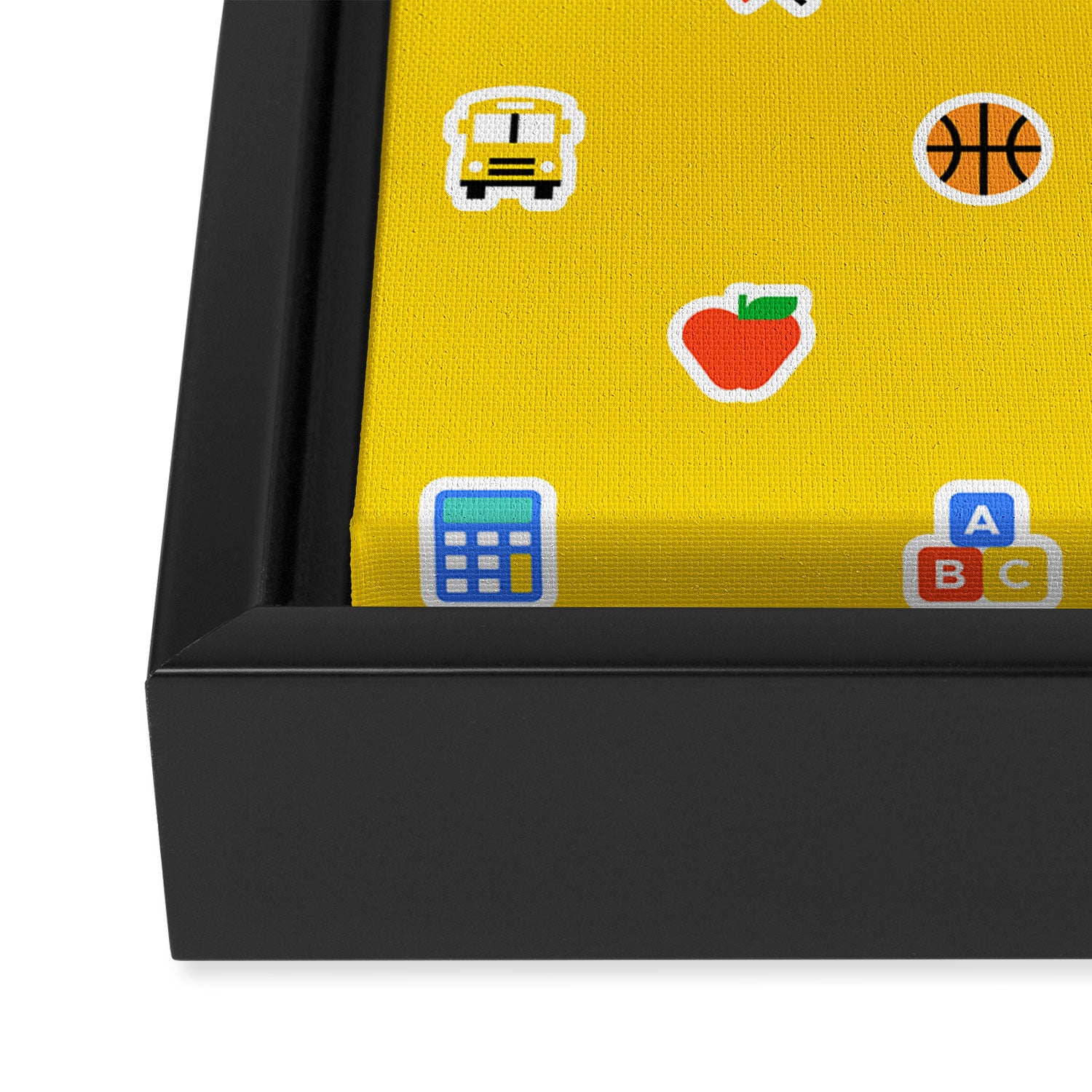Colorful back to school sticker icon pattern Framed Canvas Print Gallery Image 3