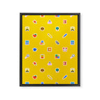 Colorful back to school sticker icon pattern Framed Canvas Print Gallery Image 8